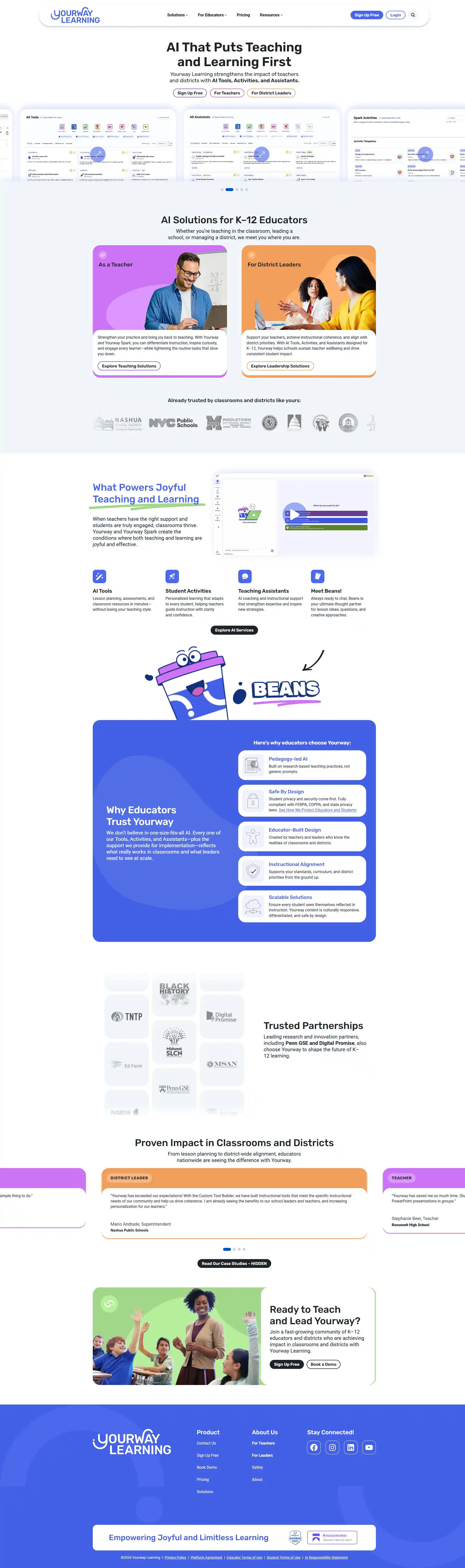 Yourway Learing website development screen capture