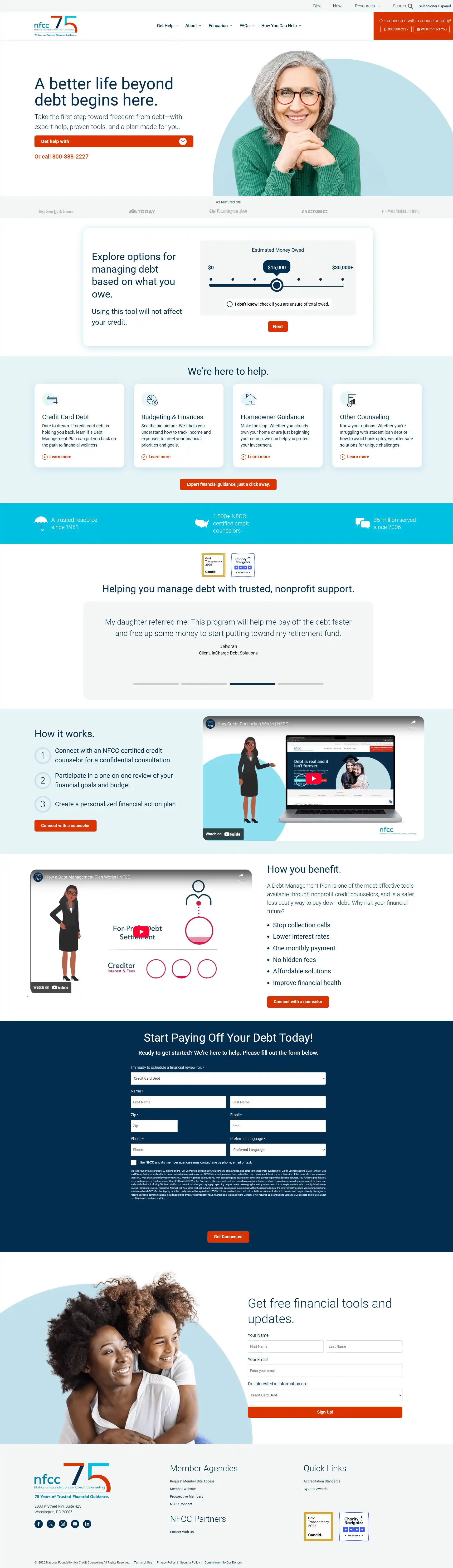 NFCC.org full website screen capture